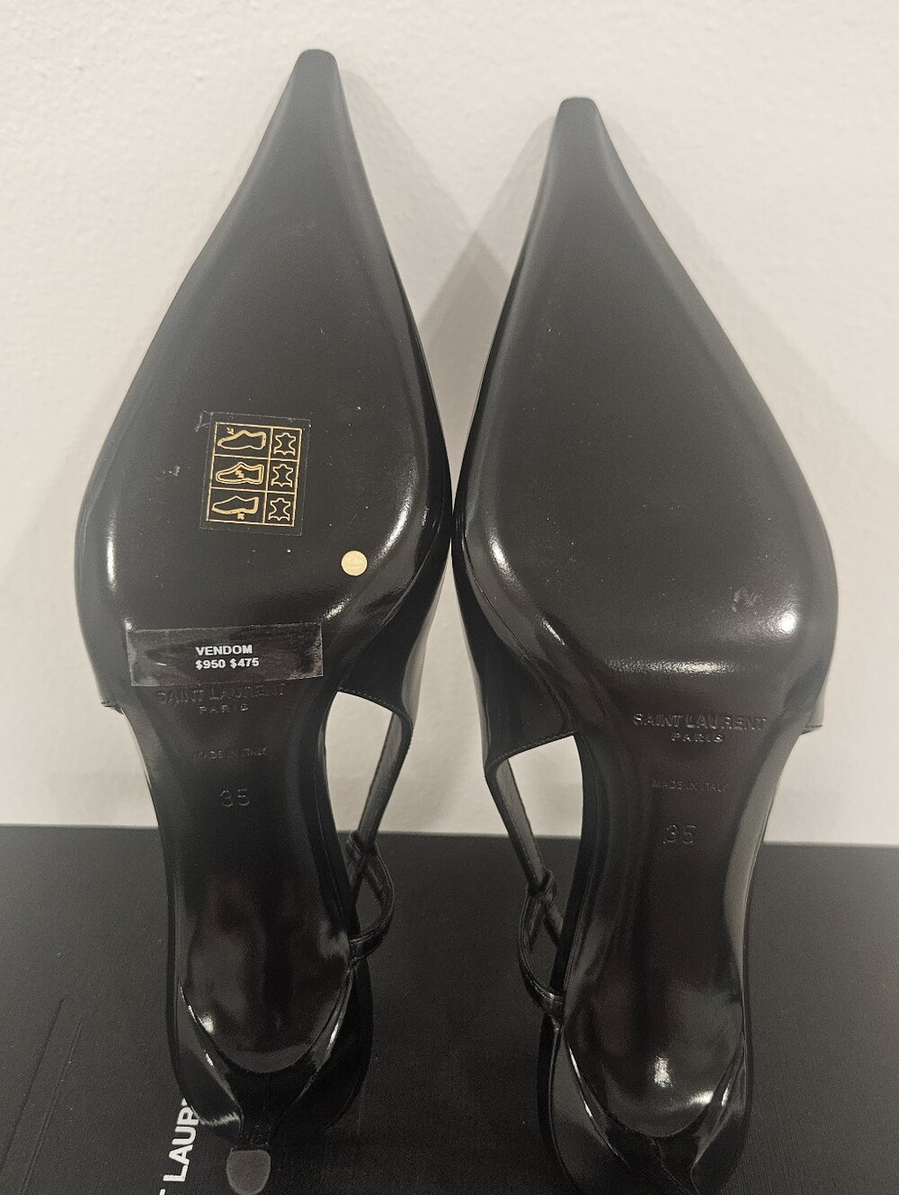 Saint Laurent Black Pointed Slingback Pumps - Picture 4 of 6